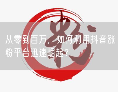 从零到百万，如何利用抖音涨粉平台迅速崛起？